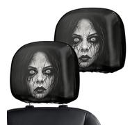 Scary Headrest Covers - 2Pcs Spooky Elastic Protector Face Headrest Covers