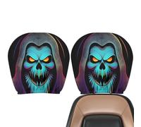 Scary Headrest Covers for Cars 2 Pieces Halloween Skull Universal Washable