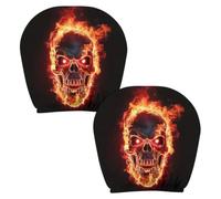 Scary Headrest Covers for Cars 2 Pieces Halloween Skull Universal Washable