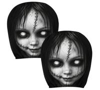 Scary Headrest Covers for Cars - 2Pc Breathable Elastic Spooky Washable