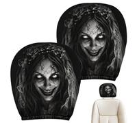 Scary Headrest Covers for Cars - 2Pc Breathable Elastic Spooky Washable