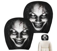Scary Headrest Covers for Cars - 2Pc Breathable Elastic Spooky Washable