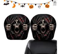 Scary Headrest Covers, Horror Automotive Interior With Creepy Face Design