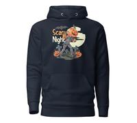 Scary Night - Sudadera unisex con capucha para adultos con diseño de cabeza de calabaza de Halloween, Navy Blazer, XL