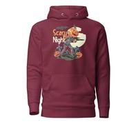 Scary Night - Sudadera unisex con capucha para adultos con diseño de cabeza de calabaza de Halloween, rojo (Maroon), XL