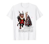 Scary Santa Claus Merry Krampus Noche Navidad Krampusnacht Camiseta gráfica económica, Hombre, Blanco, S