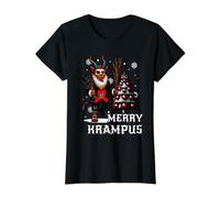 Scary Santa Claus Merry Krampus Noche Navidad Krampusnacht Camiseta gráfica económica, Mujer, Negro, S