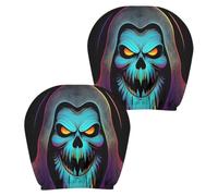 Scary Seat Headrest Covers 2 Pieces Universal Halloween Skull Interior
