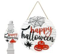 Scary Spider Pumpkin Welcome Sign | Front Door Sign Smooth Home Door Hanger