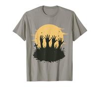 Scary Zombie Hands Luna Llena Horror Halloween Temporada Espeluznante Camiseta