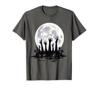 Scary Zombie Hands Luna Llena Horror Halloween Temporada Espeluznante Camiseta