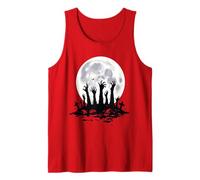 Scary Zombie Hands Luna Llena Horror Halloween Temporada Espeluznante Camiseta sin Mangas