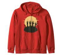 Scary Zombie Hands Luna Llena Horror Halloween Temporada Espeluznante Sudadera con Capucha
