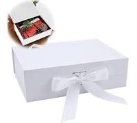 Scatola regalo magnetica con coperchio, scatola regalo con fiocco, scatola regalo riutilizzabile, adatta per compleanni, matrimoni, anniversari, Natale e altro (bianco)