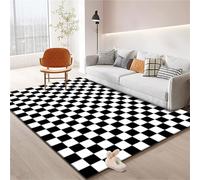 SCAUA Alfombra a Cuadros, Blanco y Negro Alfombras para Exteriores Alfombras a Cuadros Marroquíes Alfombras Lavables Multicolores para Pasillos Puertas Dormitorios Entradas (Black,140x200cm)