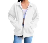 SCBFDI Sudadera para Mujer sin Capucha Zip Up con Cuello Alto, Cremallera, Ancha Chaqueta Casual de Manga Larga para Otoño Invierno, Transición con Bolsillo