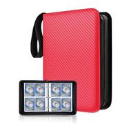 SCBOY Album Cartas Coleccionables Álbum Cartas Cremallera Contiene 400 Tarjetas 50 Páginas Compatibles Varias Tarjetas Regalo Para Niños (Rojo-A)