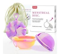 SCBOY Disco Menstrual Reutilizable Copa Menstrual Hecho De 100% Silicona De Grado Médico Con 2 Discos De Período De Tamaño(S+l) y Bolsillos Almacenamiento Para Mujeres Deportes Natación E Intimidad