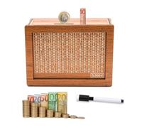 SCBOY Hucha Madera uchas Dinero Adultos Hucha Reutilizable con Objetivo de Ahorro y Caja de Ahorro con números para marcar Ayudar a niños y Adultos a desarrollar hábitos de Ahorro(5000€)