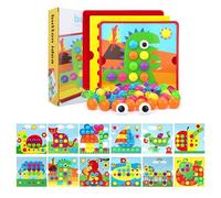 SCBOY Mosaicos Infantiles Jugar Juegos Montessori 2,3 años Hay 12 Piezas de Puzzle de Colores y 46 Cuentas,Juguetes niños 2 años Esa cantidad o más(Dinosaurios)