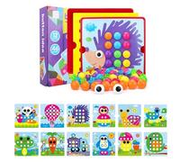 SCBOY Mosaicos Infantiles Jugar Juegos Montessori 2,3 años Hay 12 Piezas de Puzzle de Colores y 46 Cuentas,Juguetes niños 2 años Esa cantidad o más(Erizos)