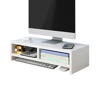 SCBOY Soporte Monitor Escritorio Blanco Elevador Monitor Madera con 2 Compartimentos Soporte para Monitor de Ordenador para Escritorio Ideal para su Oficina En Casa 40 x 20 x 13 cm
