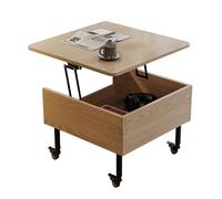 SCBTGKLN Mesa de Centro Elevable de Madera, Mesa Auxiliar Móvil, con Ruedas y Compartimento Oculto, Mesa Elevable Salon, Muebles de Sala de Estar for Espacios Pequeños del Hogar(Natural)
