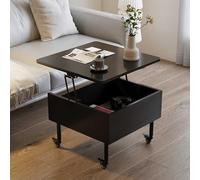 SCBTGKLN Mesa de Centro Elevable de Madera, Mesa Auxiliar Móvil, con Ruedas y Compartimento Oculto, Mesa Elevable Salon, Muebles de Sala de Estar for Espacios Pequeños del Hogar(Black)
