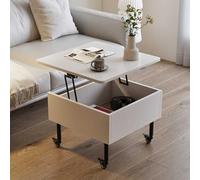SCBTGKLN Mesa de Centro Elevable de Madera, Mesa Auxiliar Móvil, con Ruedas y Compartimento Oculto, Mesa Elevable Salon, Muebles de Sala de Estar for Espacios Pequeños del Hogar(White)