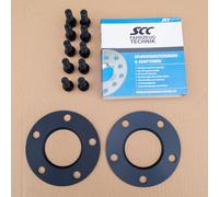 Placas de Separación 5 mm 5x112 66,6 para BMW 2x negras con tornillos TÜV SCC