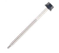SCELL-IT - Tornillo de acero con tapa acanalada, soporte madera-Ø6,3 x 100 mm-TH12-Blanco RAL9010-Bolsa de 100-ZTW-63100-9010