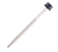 SCELL-IT - Tornillo de acero con tapa acanalada, soporte madera-Ø6,3 x 100 mm-TH12-Gris Tierra de sombra RAL7022-Bolsa de 100-ZTW-63100-7022