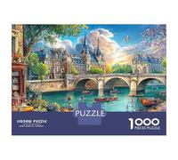 Scena del fiume di Parigi 1000 Piezas Rompecabezas Imposible DecoracióN Familiar Parigi Ponte Arte Vibrante Jigsaw Desafíos Difíciles para Adultos 70x50cm/1000pcs