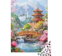 Scène de Jardin Chinois 1000 Piezas Papel Puzzle para Adultos Portátil Noche De Juegos En Familia Desafiante Y Divertido Ocio En Casa 52x38cm/1000pcs