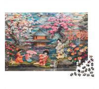 Scène de Jardin japonaisPuzzles Pour Adultes 70x50cm/1000pcs,Jeux De Défi Style d'art traditionnel