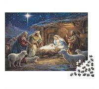 Scène de NoëlPuzzles 1000 Pièces Pour Adultes, Style de crèche religieusejeux Éducatifs, Décoration D'intérieur70x50cm/1000pcs