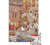 Scène de Rue de la Ville Paquete De 1000 Piezas Papel Ecológico Entrenamiento Cerebral Fácil De Limpiar Actividad De Vinculación Familiar 52x38cm/1000pcs