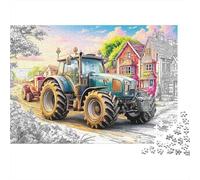 Scène de tracteur Rural Puzzle 1000 Pièces : Illustration de campagne colorée Jeux Éducatifs Défiant, Pour Adultes, Cadeau Et Décoration Parfaite 52x38cm/1000pcs