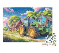 Scène de tracteur Rural Puzzle 1000 Pièces : Paysage de Ferme de dessins animés Jeux Éducatifs Défiant, Pour Adultes, Cadeau Et Décoration Parfaite 38x26cm/1000pcs