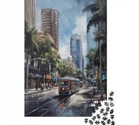 Scène de Tramway de Rue de la Ville Set De 1000 Piezas Papel Reciclado Puzzle Familiar Aficionados A Los Fácil De Almacenar Actividad De Vinculación Familiar 52x38cm/1000pcs