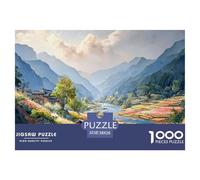 Scene Unfolds As The Boat Glides 1000 Pcs Ökopapier Puzzle A Colorful Village Stressabbau Kreatives Spiel Puzzles Als Wohnaccessoires 38x26cm/1000pcs