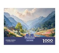 Scene Unfolds As The Boat Glides 1000 Pcs Ökopapier Puzzle A Colorful Village Stressabbau Kreatives Spiel Puzzles Für Erwachsene Und Kinder 52x38cm/1000pcs