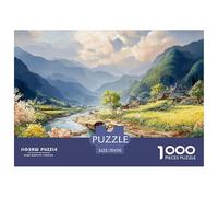 Scene Unfolds As The Boat Glides 1000 Stück Ökopapier Puzzle Beach Village Stressabbau Familienspiel Puzzles Als Wohnaccessoires 70x50cm/1000pcs