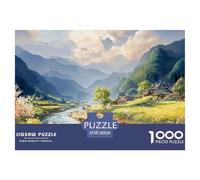 Scene Unfolds As The Boat Glides 1000 Stück Premium-Karton Puzzle Beach Village Lebendige Bilder Kreatives Spiel Puzzles Als Wohnaccessoires 38x26cm/1000pcs
