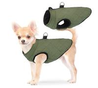 SCENEREAL Chaleco de invierno para perro con arnés integrado, chaqueta cálida para cachorros pequeños y medianos, abrigo para clima frío con cremallera, chaleco acolchado de forro polar resistente al
