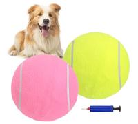 SCENEREAL Pelota de tenis grande para perros, paquete de 2 pelotas inflables de 9.5 pulgadas para perros grandes, medianos y pequeños, cachorros, divertida pelota deportiva interactiva para