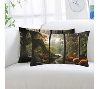 Scenery In The Window - Juego de 2 fundas de almohada cómodas, ultrasuaves, fundas de almohada tamaño Queen con cremallera oculta, fundas de cojín decorativas modernas de 14 x 20 pulgadas, fundas de