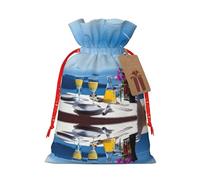 Scenery Of A Table Above Sea - Bolsa resistente con cordón, perfecta para regalos, viajes y uso diario con etiquetas de regalo de papel kraft