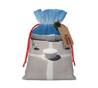 Scenery Of A Table Above Sea - Bolsas de regalo de Navidad con cordón, de lino, para fiestas de Navidad, dulces, regalos de boda, bolsas de joyería