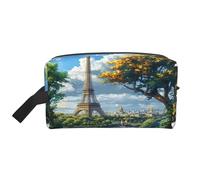 Scenery of Paris - Neceser de viaje con estampado de París para hombre, bolsa de cosméticos de gran capacidad para mujeres, White, Talla única